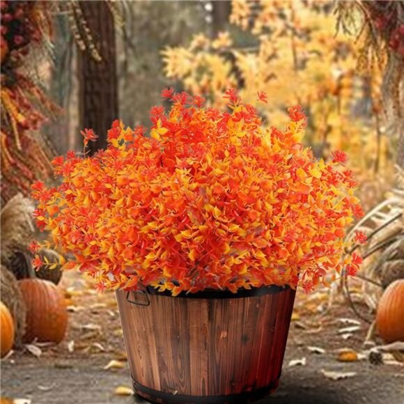 Artificial Fall Flowers for Outdoors, 10 Bundles Artificial Plants UV Resistant - Picture 3 of 7
